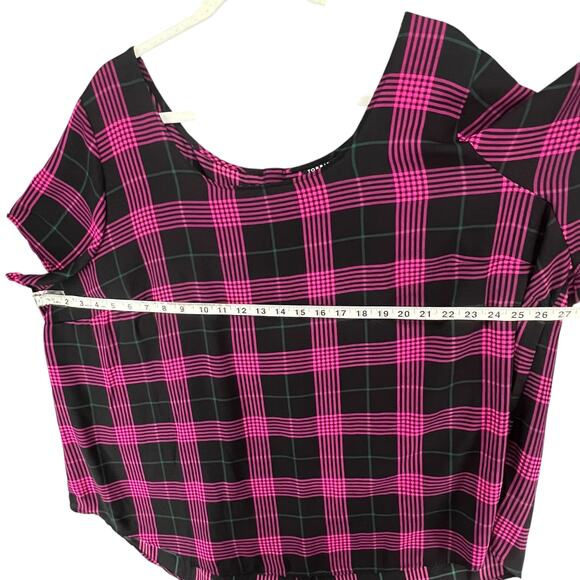Torrid Shirt Womens 4XL Black Pink Plaid Short Sleeve Button Back Top Plus Size - Picture 7 of 15